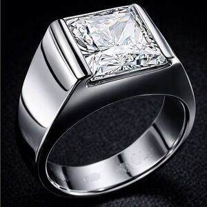 Diamonique Princess Cut Tension Set Solitaire Cz Engagement Wedding Ring Silver